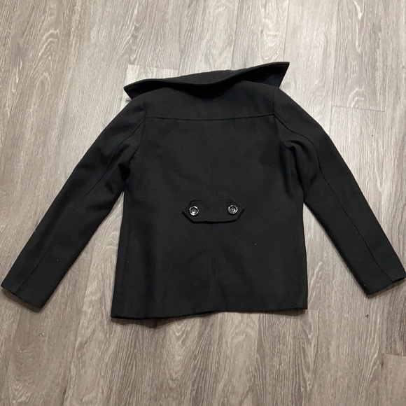 Black Ambiance Button Up Pea Coat - Picture 6 of 6